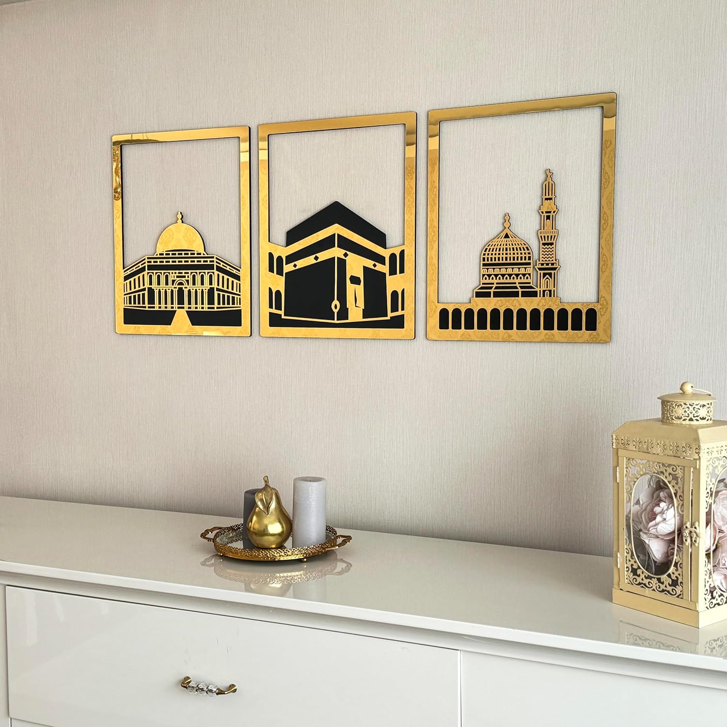 Masjid Al Aqsa, Masjid Al-Haram & Masjid An-Nabawi Islamic Wall Art (Acrylic)