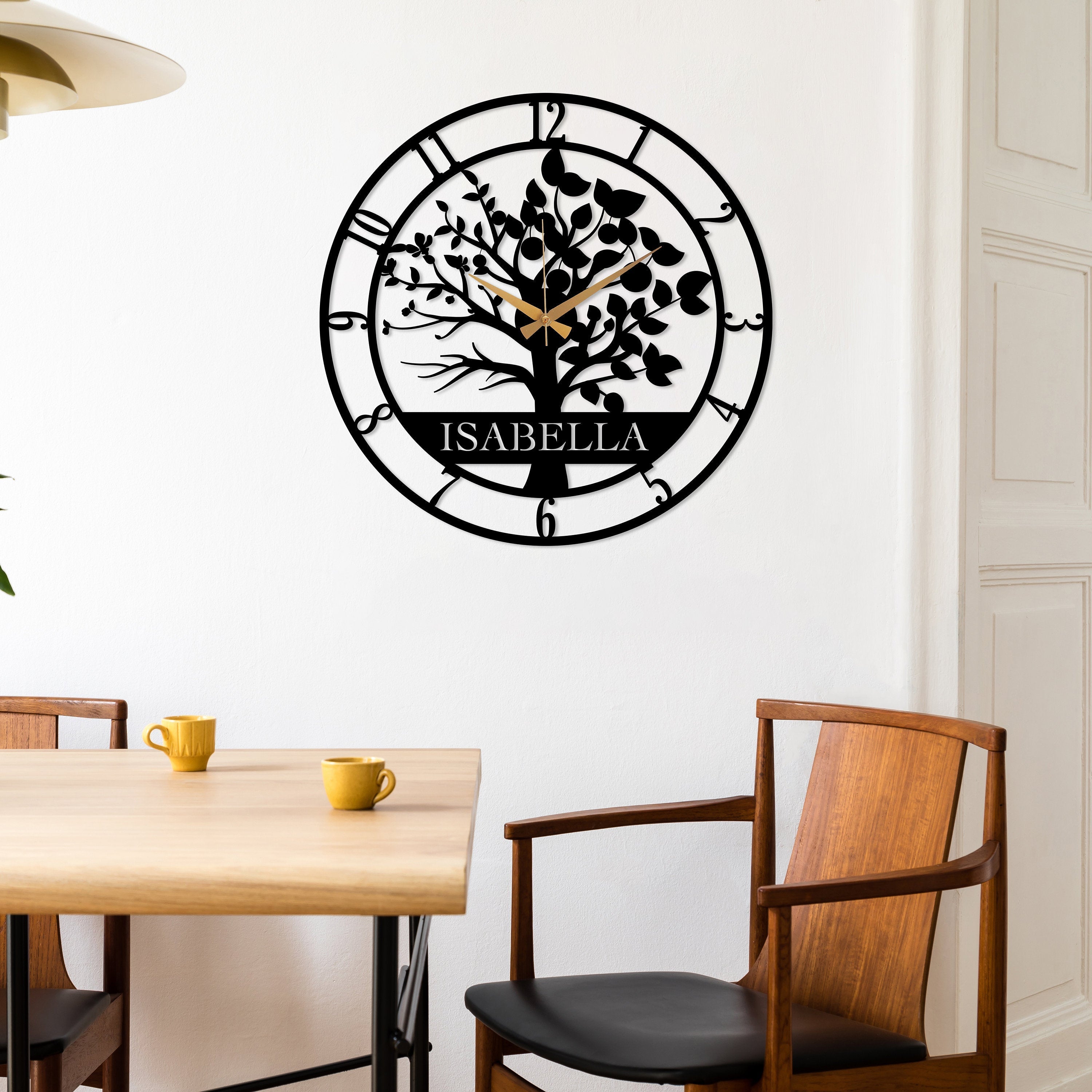 Custom Acrylic Tree of Life Wall Clock, Personalized Name Wall Clock