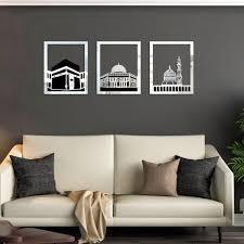 Masjid Al Aqsa, Masjid Al-Haram & Masjid An-Nabawi Islamic Wall Art (Acrylic)